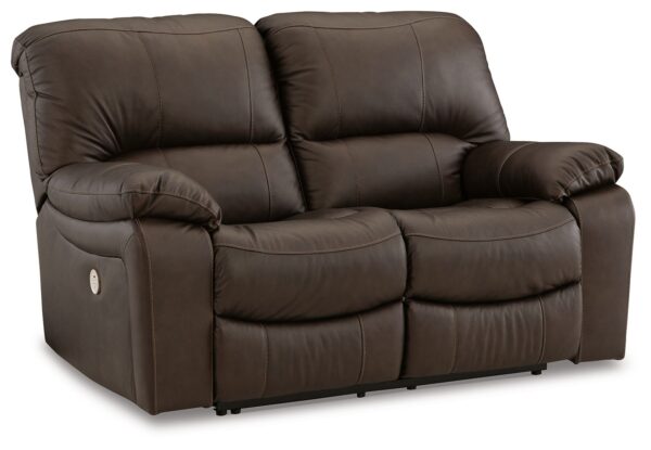 Leesworth - Dark Brown - Reclining Power Loveseat