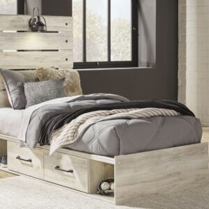 Cambeck - Whitewash - Twin Panel Bed with Side Storage Drawers