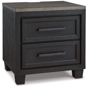 Foyland - Black / Brown - Two Drawer Night Stand
