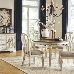 Realyn - White - 5 Pc. - Extension Table, 4 Ribbon Back Side Chairs