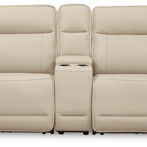 Double Deal - Almond - 2-Piece Power Reclining Loveseat Sectional With Console