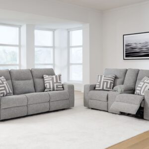 Biscoe - Pewter - 2 Pc. - Power Reclining Sofa, Power Reclining Loveseat