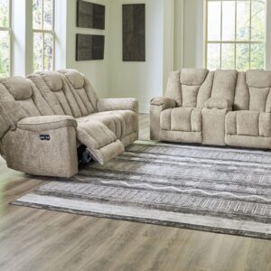 Hindmarsh - Stone - 2 Pc. - Power Reclining Sofa, Power Reclining Loveseat