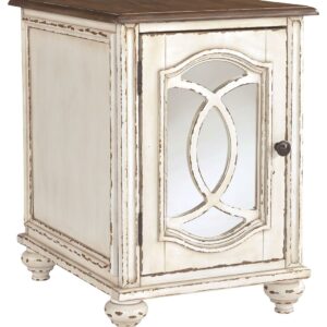 Realyn - White / Brown - Chair Side End Table - Insert Mirror