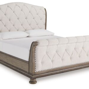 Ardenfield - Light Brown - King Upholstered Sleigh Bed
