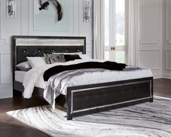 Kaydell - Black - King Upholstered Glitter Panel Bed