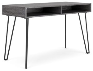 Strumford - Charcoal / Black - Home Office Desk with 2 Open Storages