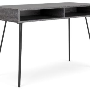 Strumford - Charcoal / Black - Home Office Desk with 2 Open Storages