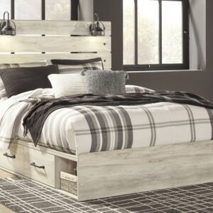 Cambeck - Whitewash - Queen Panel Bed with Side Storage Drawers