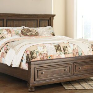 Flynnter - Medium Brown - Queen Panel Bed with 2 Storage Drawers