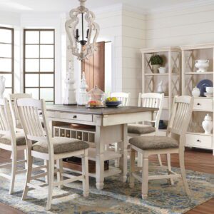 Bolanburg - Beige - 11 Pc. - Counter Table, 6 Barstools, Server, 3 Cabinets