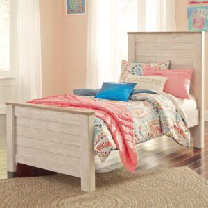 Willowton - Whitewash - Twin Panel Bed
