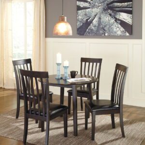 Hammis - Dark Brown - 5 Pc. - Drop Leaf Table, 4 Upholstered Side Chairs
