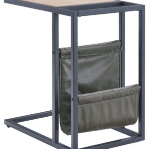 Freslowe - Light Brown / Black - Chair Side End Table with Magazine Basket