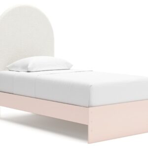 Wistenpine - Blush - Twin Upholstered Panel Bed With Side Storage