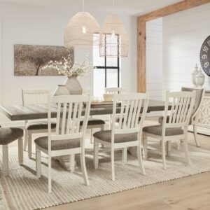 Bolanburg - Brown / Beige - 12 Pc. - Dining Table, 4 Side Chairs, 2 UPH Side Chairs, Bench, Server, 2 Cabinets