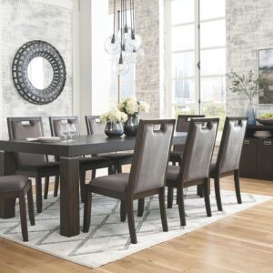 Hyndell - Dark Brown - 10 Pc. - Extension Table, 8 Side Chairs, Server