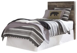 Derekson - Multi Gray - Twin Panel Headboard with Bolt on Bed Frame