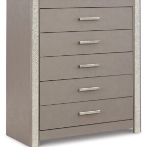 Surancha - Gray - Five Drawer Wide Chest