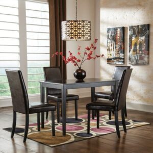 Kimonte - Dark Brown - 5 Pc. - Dining Room Table, 4 Upholstered Side Chairs