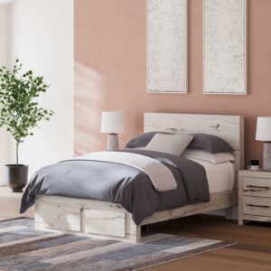 Lawroy - Light Natural - Full Panel Bed With Storage Footboard