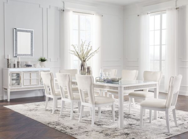 Chalanna - White - 10 Pc. - Rectangular Dining Room Extension Table, 8 Side Chairs, Server