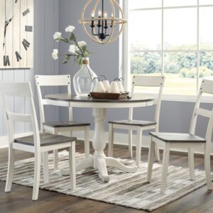 Nelling - White / Brown / Beige - 6 Pc. - Dining Room Table, 4 Side Chairs