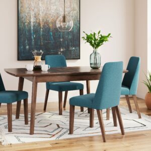 Lyncott - Blue / Brown- 5 Pc. - Butterfly Extension Table, 4 Side Chairs