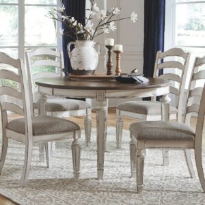 Realyn - White - 5 Pc. - Extension Table, 4 Ladderback Side Chairs