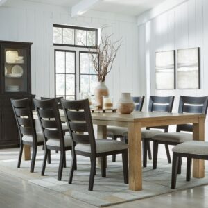 Galliden - Light Brown / Black - 11 Pc. - Dining Extension Table, 8 Black Side Chairs, Dining Buffet And Hutch
