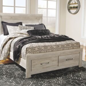 Bellaby - Whitewash - Queen Platform Bed with 2 Storage Drawers