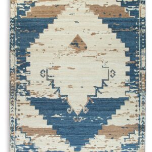 Varnler - Blue / Brown / Tan - Extra Large Rug