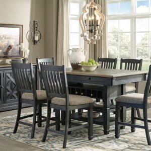 Tyler Creek - Dark Gray - 8 Pc. - Counter Table, 6 Barstools, Server