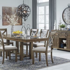 Moriville - Dark Gray - 8 Pc. - Extension Table, 6 Side Chairs, Server