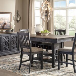 Tyler Creek - Dark Gray - 6 Pc. - Counter Table, 4 Barstools, Server