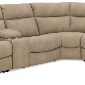 Next-Gen Durapella - Sand - 5-Piece Power Reclining Sectional With Storage Console