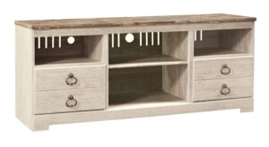 Willowton - Whitewash - 3-Piece Entertainment Center