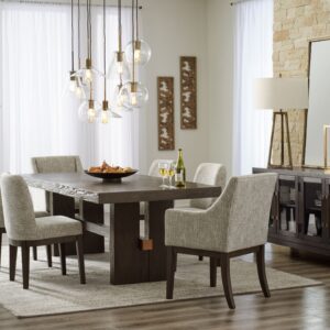 Burkhaus - Dark Brown - 8 Pc. - Dining Room Extension Table, 4 Side Chairs, 2 Arm Chairs, Server