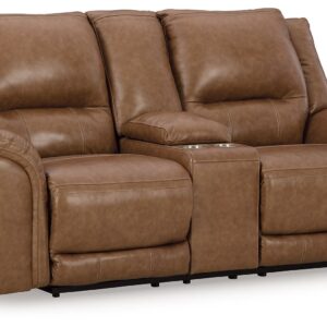 Trasimeno - Caramel - Power Reclining Loveseat with Console /Adj Hdrst