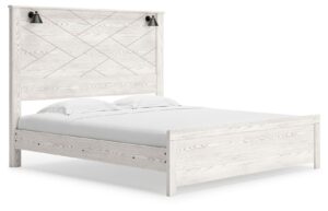 Gerridan - White - King Panel Bed with Sconces