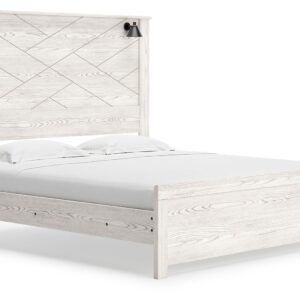 Gerridan - White - King Panel Bed with Sconces