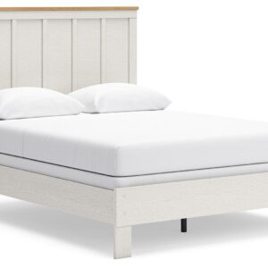 Linnocreek - White / Warm Brown - Queen Panel Bed