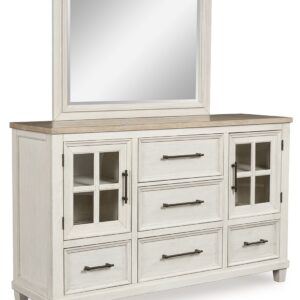 Shaybrock - Antique White / Brown - Dresser And Mirror