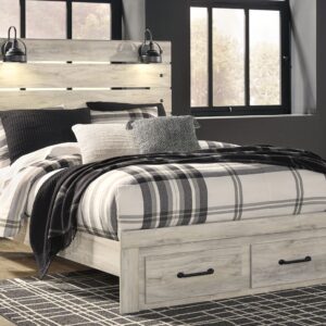 Cambeck - Whitewash - Queen Panel Bed with 2 Storage Drawers
