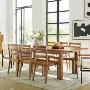 Dressonni - Brown - 10 Pc. - Rectangular Dining Table, 6 Side Chairs, 2 Arm Chairs, Bar Cabinet