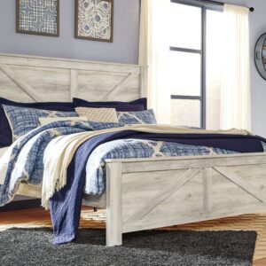 Bellaby - Whitewash - King Crossbuck Panel Bed