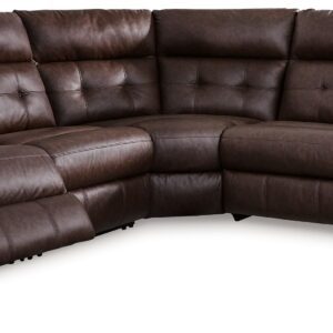 Punch Up - Walnut - 5-Piece Power Reclining Sectional