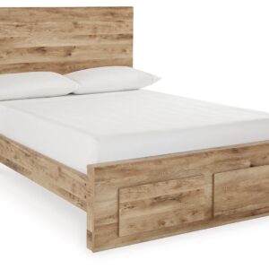 Hyanna - Tan - Full Panel Bed With Storage Footboard