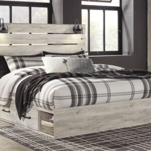 Cambeck - Whitewash - King Panel Bed with Side Storage Drawers