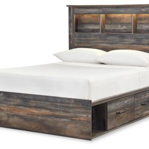 Drystan - Multi - Full Bookcase Bed With 4 Storage Drawers